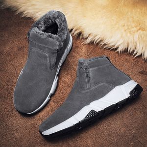 Hiver haut de gamme mode casual bottes de neige pour hommes bottes à glissière rembourré épaississement chaud chaussures antidérapant hommes chaussures