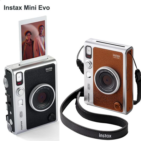 Fujifilm Instax Mini EVO CAMERIE instantanée Smartphone Pos imprimante marron noir Couleur en option Instax mini film blanc 20 feuilles 240430