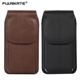 FULAIKATE 6.1 6.7 7.2 pochette de téléphone en peau de vache première couche pour iPhone 13 Pro Max Z Fold3 sac de taille étui Portable pour hommes 240307