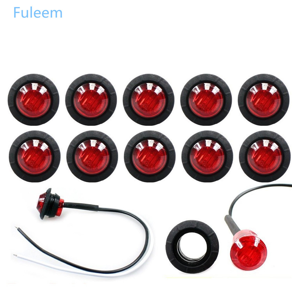 Fuleem 10 pièces Mini 12V ambre rouge blanc 3/4 pouces lentille de couverture côté marqueur LED remorque balle feu de stationnement pour camion remorque Bus