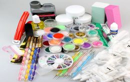 Acrylique complet 3D Nail Art Kit de poudre tampon de brosse liquide 500 conseils huile couleur paillettes roue dentelle fichiers colle brosses décoration bricolage Too4709611