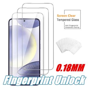 0,18 mm Ultradunne helder gehard glas Volledige lijmlijmscherm beschermer voor Samsung Galaxy S24 Ultra S23 plus S22 S22 S21 Vingerafdruk Ontgrendelondersteuning