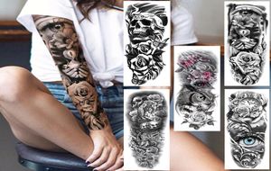 Arm Full Evil Eye Tattoo Tattoo Sticker for Men Mujeres Realista Rose Rose Tatoos Arte Cuerpo 3D Tatuaje falso impermeable7596228