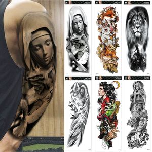 Volledige Arm Tijdelijke Tattoo, Maagd Maria Jezus Waterdichte Tijdelijke Tattoo Stickers voor Mannen Vrouwen Volwassenen Kinderen, Dark Mark Duif bidden