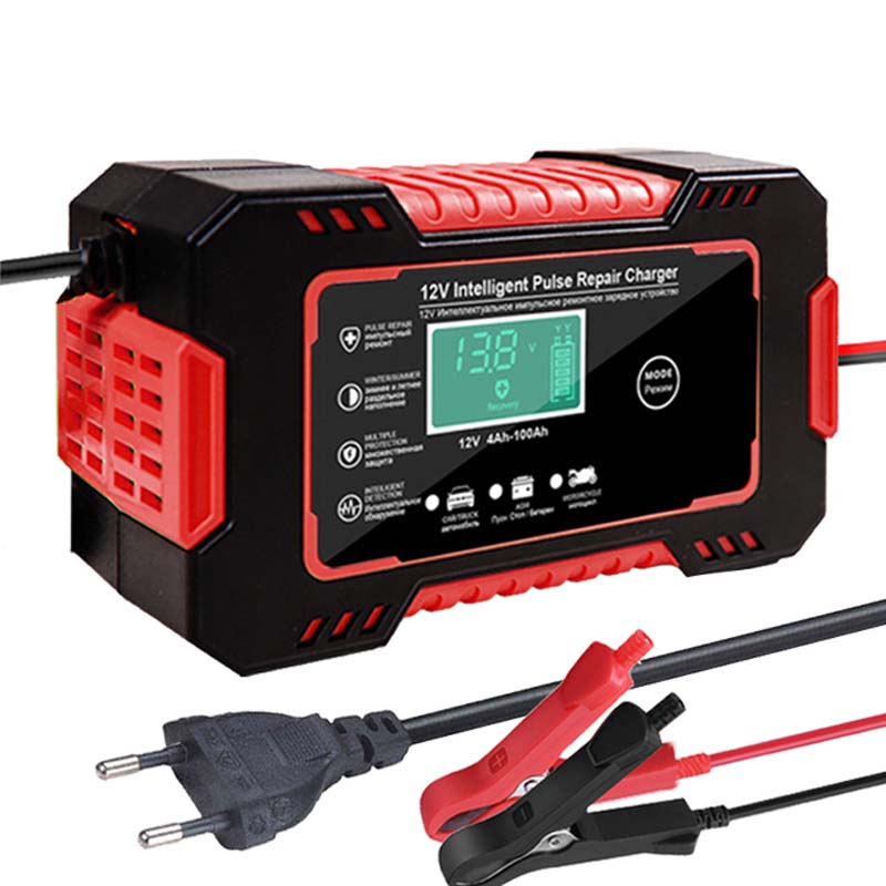 Volautomatische auto-batterij oplader Gereedschap 12 V Digitale Display Voertuig Batterijen Chargers Power Puls Reparatie Natte Droge Lood Zure Tool