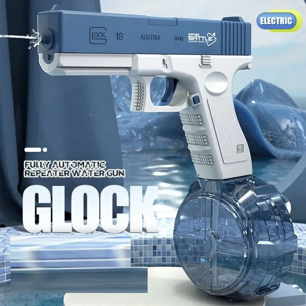 Pistola de agua automática completa Toy de verano Pistola Glock Games disparando agua Spray Juegos de playa de alta presión para niños Adultos 240422