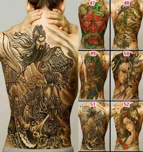 Volledige rug knappe tijdelijke tattoo voor power man loyaliteit geisha draak waterdichte sticker ontwerpen mannen tatoeages groot size8323584