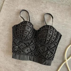 Volledige kralen vrouwelijke korset top vrouwen camis nachtclub parels korte borst binder sexy camisole mujer lingerie buis bh bra debardeur 240509