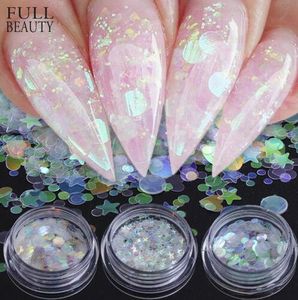 Full Beauty AB Color camaleónico lentejuelas arte de uñas copos de brillantina esmalte de Gel UV estrella corazón flor Paillette herramientas de decoración CHAB01-15