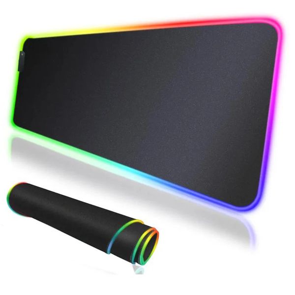 Alfombrilla de ratón antideslizante RGB para juegos, color negro completo, para consolas de juegos de PC, teclado grande/mediano/pequeño, alfombrilla para ratón, alfombrilla de goma para escritorio 240113