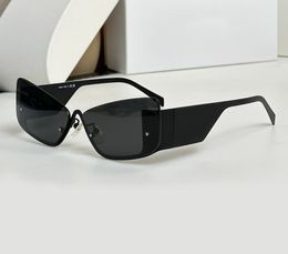 Full Black Shield Zonnebril 58z Randloze Cat Eye Shape Unisex Summer Shades Sunnies UV-bescherming Eyewear met doos