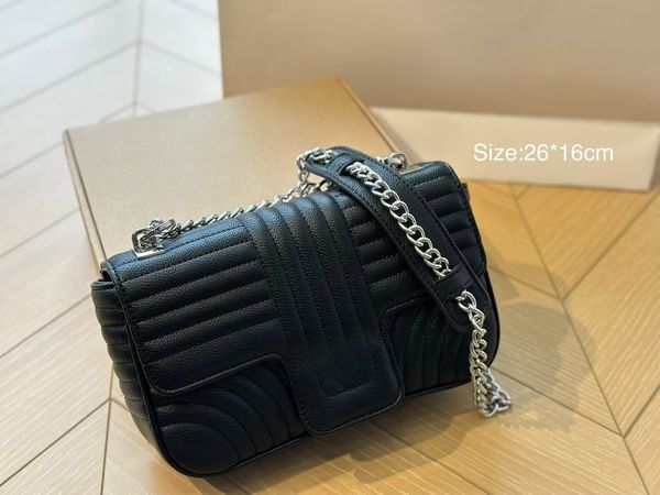 Bolsos de cuero suave negro completo, bolso de hombro con cadenas de lujo, bolso cruzado grande y bolso de mano, bolso cruzado