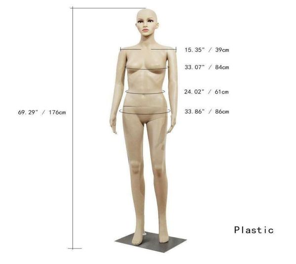 Maniquí femenino de cuerpo completo con base de plástico, cabeza de exhibición realista, vestido 3275667