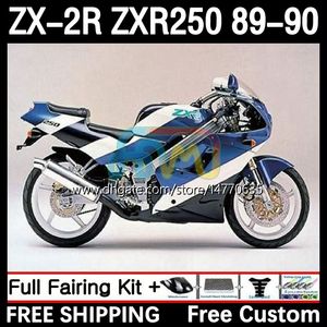Kit de cuerpo completo para KAWASAKI NINJA ZX 2R 2 R R250 ZXR 250 ZX2R ZXR250 1989 1990 Carrocería 8DH.51 ZX-2R ZXR-250 89-98 ZX-R250 ZX2 R 89 90 Carenado de motocicleta azul sal
