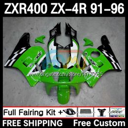 Kit carrosserie complet pour KAWASAKI NINJA ZXR 400 CC ZX-4R ZXR400 91 92 93 94 95 96 Capot 12DH.29 ZX4R 400CC ZX 4R ZXR-400 1991 1992 1993 1994 1995 1996 Carénage ABS vert