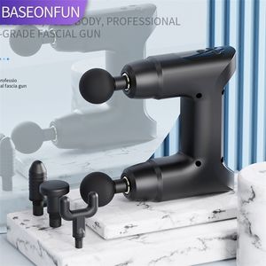 Masajeador de cuerpo completo BASEONFUN Cabezas dobles Pistola de masaje Masajeador eléctrico de tejido profundo Cuello Estimulación muscular corporal Relajación física Alivio del dolor 220829