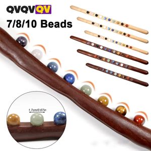 Full Body Massager Guasha Massage Stick 10 Jade Stenen Kralen Nek Meridiaan Baggeren Lichaam Schrapen Houten Massage Tool Gua Sha Therapie 231128