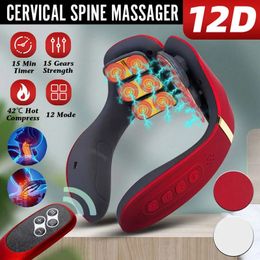 Full Body Massager Verwarming 12 hoofden Rug- en nekmassager 15 versnellingen Elektrisch nekmassage-instrument Massager voor nekverlichting Cervicale spondylose 230927