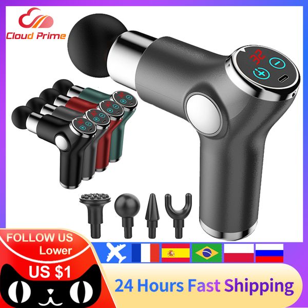 Full Body Massager Massage Gun Deep Tissue Sensing Mini LCD 32 Speed Muscle Massager Verlichten Lichaamspijn Relax Fitness 230720