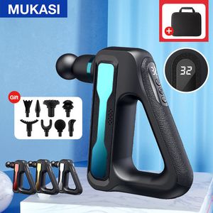 Masajeador de cuerpo completo MUKASI Pistola de masaje eléctrica 32 niveles Fascia Tejido profundo Cuello Espalda Músculo Deporte Relajación Alivio del dolor Ejercicio 220922