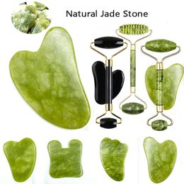 Masseur complet du corps masseur de visage en jade naturel Gua Sha pierre visage Guasha Masaje conseil Acupoint soins des yeux SPA masseur outil massage visage 230822