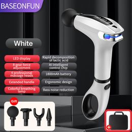 Full Body Massager Professional Massage Gun Extended Handle elektrische fitness Massager diepe weefsel spiermassage voor lichaamsrug en nekpijnverlichting 230815