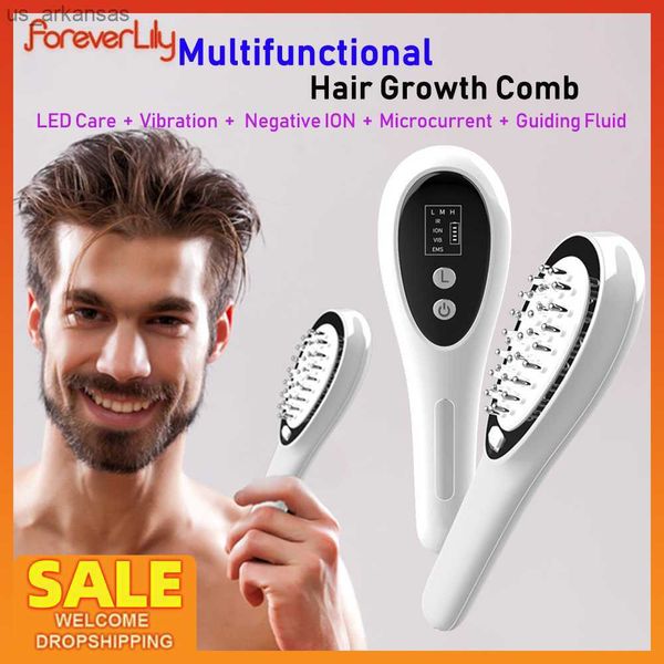 Masseur complet du corps Red Light Hair Growth Fluid Guider Peigne Microcurrent Hair Scalp Applicator Peigne Masseur Hair Care Therapy Brush Anti Hair Loss L230523