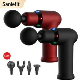 Volledige lichaamsmassager Sanlefit Massage Gun Cool LED Licht Percussie Pistool Massager Deep Tissue Muscle Neck Body and Back Relaxation 230203