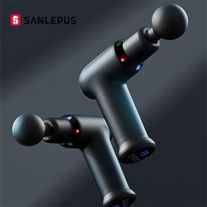 Full Body Massager SANLEPUS Cool LED-lichtmassagepistool Elektrisch comprimeren Deep Tissue Spier Neklichaam en rug Ontspanning 220829