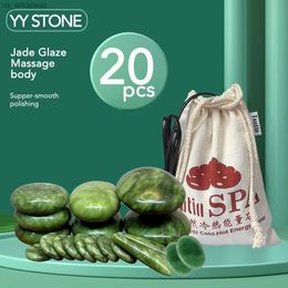 Volledige lichaamsmassager Tontin Jade Glaze Therapy Hot Stone Massage Set Massager Back Massageador Health Care Stones for Massage Spine Basalt Stone Spa L230523