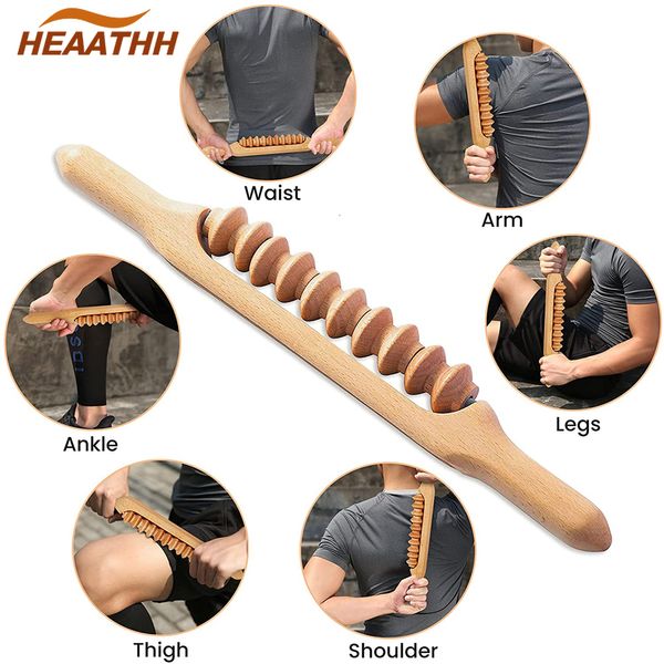 Masseur complet du corps Bois Thérapie Rouleau Outil de massage Drainage lymphatique Cellulite Outil Trigger Point Manuel Muscle Release Roller Stick Massager 230614