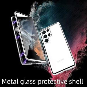 Para S22 funda de teléfono móvil Magneto de vidrio de doble cara s22u funda protectora magnética HD L230619