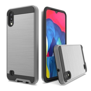 Coque de protection complète pour téléphone MetroPCS TPU + PC brossé pour M10/A10/J4 core Coque hybride à texture métallique pour Zmax Pro Z981/Sequoia Z982