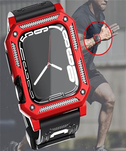 Sangles complètes du corps, housse de protection antichute, bracelet en silicone pour Apple Watch, taille 40 41 44 45mm, Bracelet Sport W3959480
