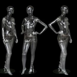 Modèle féminin Transparent en plastique Transparent pour tout le corps, vêtements de tir creux, accessoires d'affichage 3D, Mannequin à main fourchette 216B