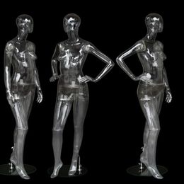 Modèle féminin Transparent en plastique Transparent pour tout le corps, vêtements de tir creux, accessoires d'affichage 3D, Mannequin à main fourchette 3050