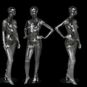 Modèle féminin Transparent en plastique Transparent pour tout le corps, vêtements de tir creux, accessoires d'affichage 3D, Mannequin à main fourchette 205l