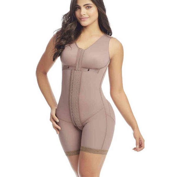 Vêtement de compression post-compression pour femmes complètes avec soutien-gorge Shapewear Fajas Reductoras Entraîneur de taille sexy et confortable 211112