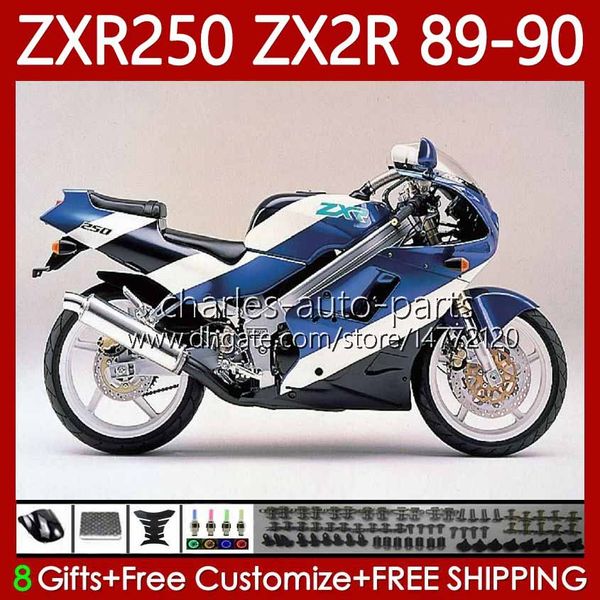 Kit de carrosserie complet pour KAWASAKI NINJA ZX 2R 2 Blanc bleu R R250 ZXR 250 ZX2R ZXR250 1989 1990 Corps 84No.83 ZX-2R ZXR-250 89-98 ZX-R250 ZX2 R 89 90 Carénage de moto