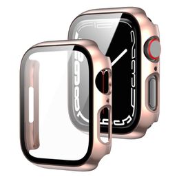 Case complète compatible avec Apple-Watch 7 41 mm / 45 mm Couverture de coque de pare-chocs du cadre avec un écran de verre Professeur de protecteur