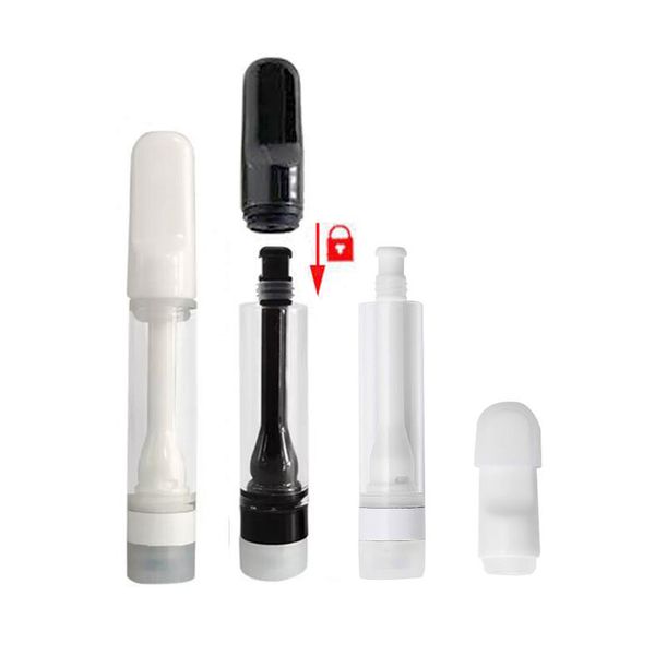 Cartouche entièrement en céramique, atomiseur sans fuite, 0,5 ml, 1,0 ml, chariots à huile épais, pointe de presse, cartouches noires et blanches pour réservoir d'huile épais, compatible avec batterie de préchauffage à filetage 510