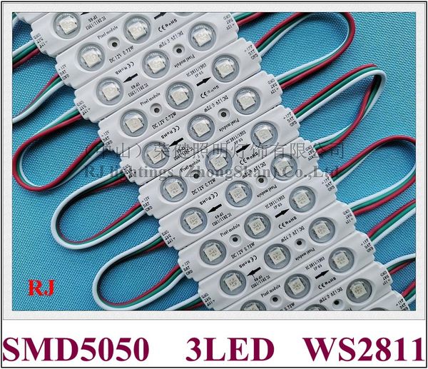 module de lumière LED polychrome WS 2811 module LED numérique magique avec IC WS2811 SMD 5050 RVB DC12V 3 led 0.72W 70mm X 15mm X 8mm