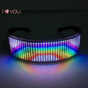 Lunettes LED de fête polychromes, discothèque, Bar à vin, clignotantes dynamiques, Raves, application Bluetooth, éclairage personnalisable, chargement USB