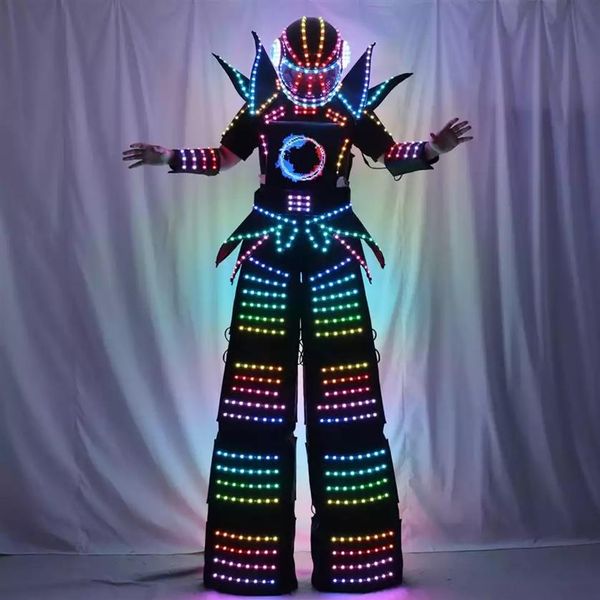 Pixels intelligents polychromes LED Robot Costume Costume vêtements échasses marcheur Costume296T