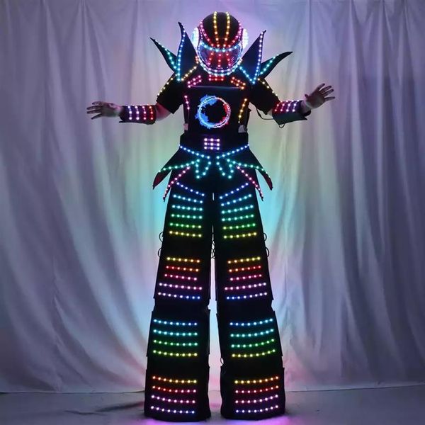 Pixels intelligents polychromes LED Robot Costume Costume vêtements échasses marcheur Costume190S