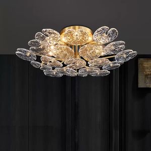 Plein cuivre cristal plafonniers luminaire américain moderne luxe plafonniers européen Art déco romantique monté en surface lampe suspendue maison éclairage intérieur
