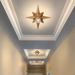 Plafonnier étoile en cuivre complet de style américain, dôme octogonal, simple, balcon, porche, allée, escaliers, cuisine, plafonnier242c