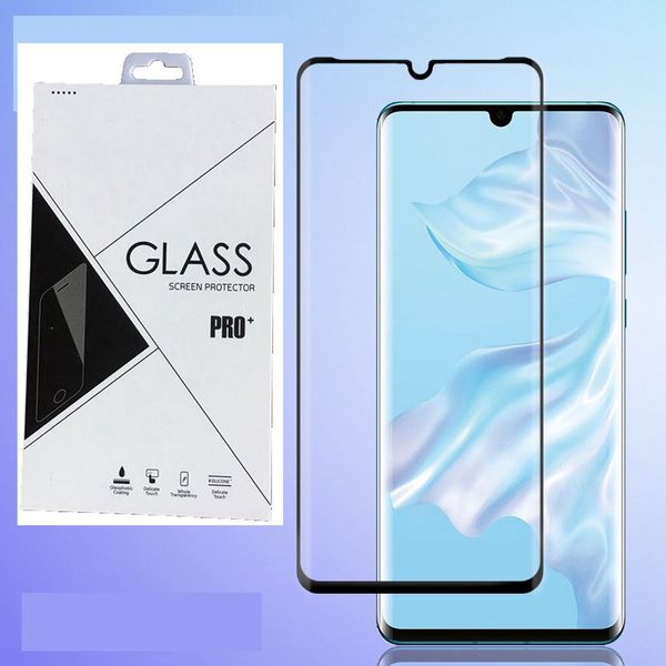 Protector de pantalla de vidrio templado curvo 3D de cubierta completa EDGE GLUE PARA Huawei P30 PRO MATE 20 PRO 100p al por menor