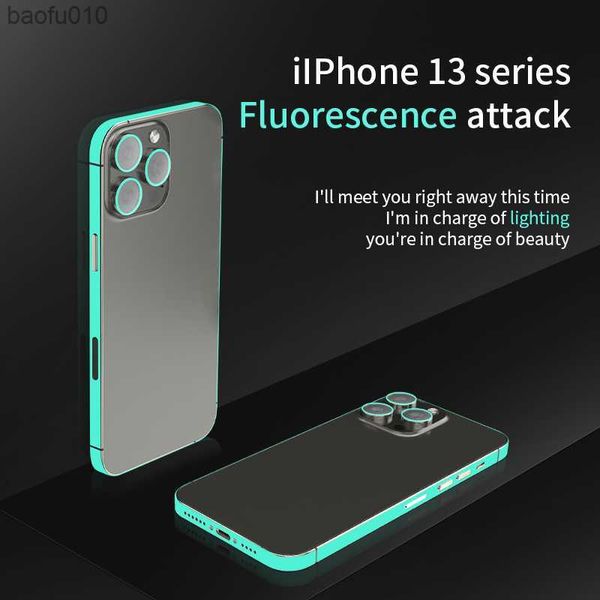 Película lateral de teléfono fluorescente transparente de cubierta completa para iPhone 14 Plus 13 12 Pro Max Mini Frame Protector de pantalla de protección de borde de borde L230619