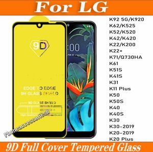 9D Full Cover Tempered Glass Phone Screen Protector voor LG K92 5G K920 K62 K52 K42 K22 K71 K61 K51S K41S K31 K11 Plus K50 K50S K40 K40S K30 K20
